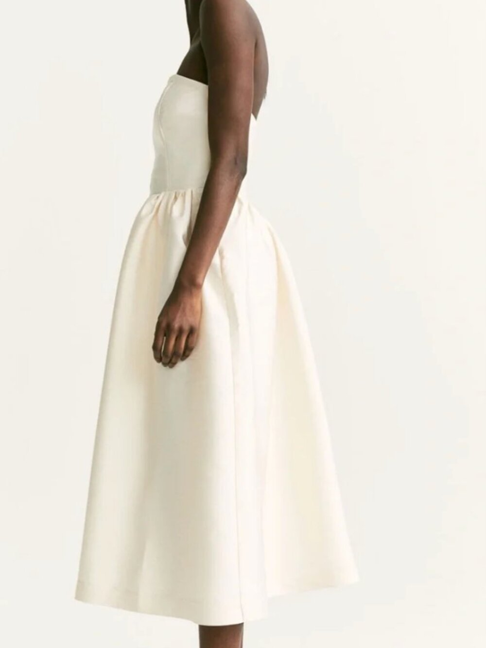 NWT H&M Cream Taffeta Strapless Dress Size M - Picture 3 of 6